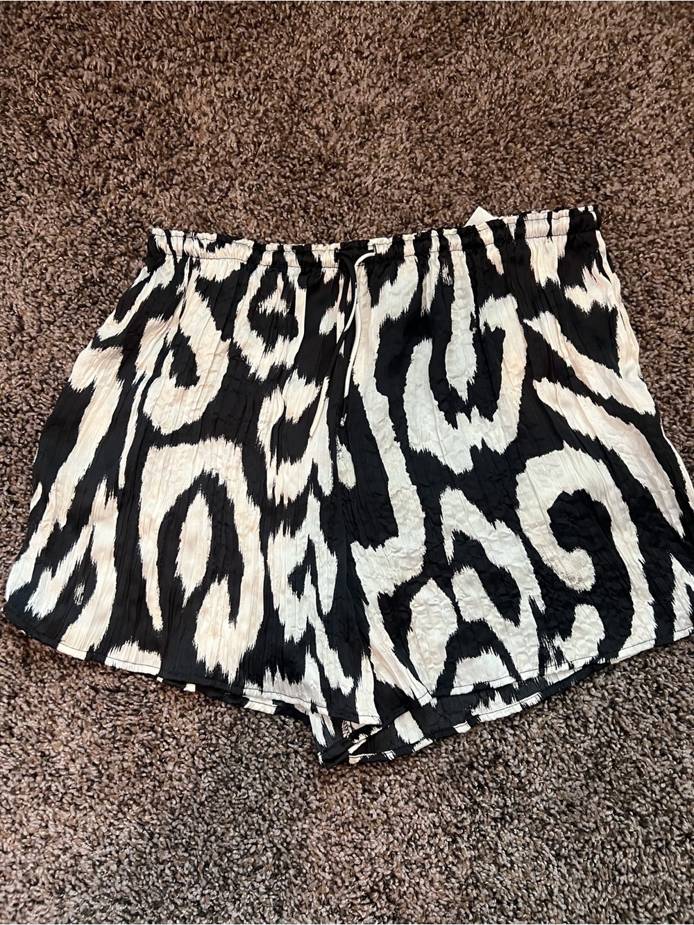H&M Black & White Animal-Print Athletic Shorts